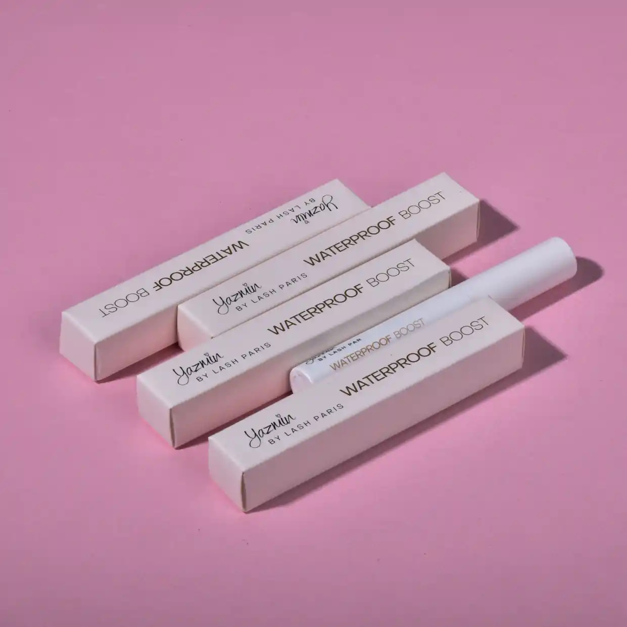 Yazmin by Lash Paris waterproof boost packaging tubes with one applicator pen unboxed